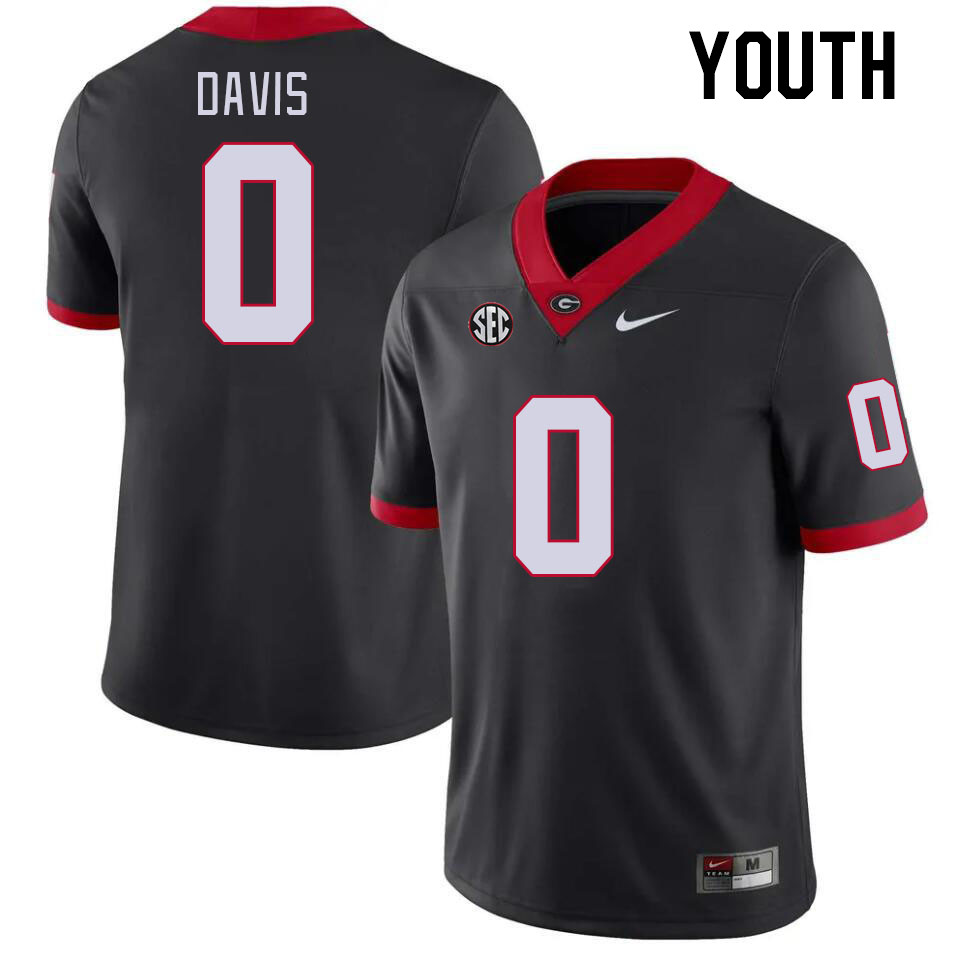 Georgia Bulldogs Youth Rian Davis #0 Black Stitched College UGA Football Jersey 23SW011SF